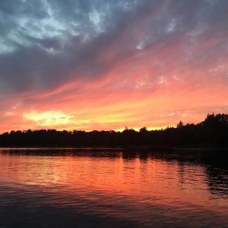 sunset on Commanda Lake in Restoule Ontario